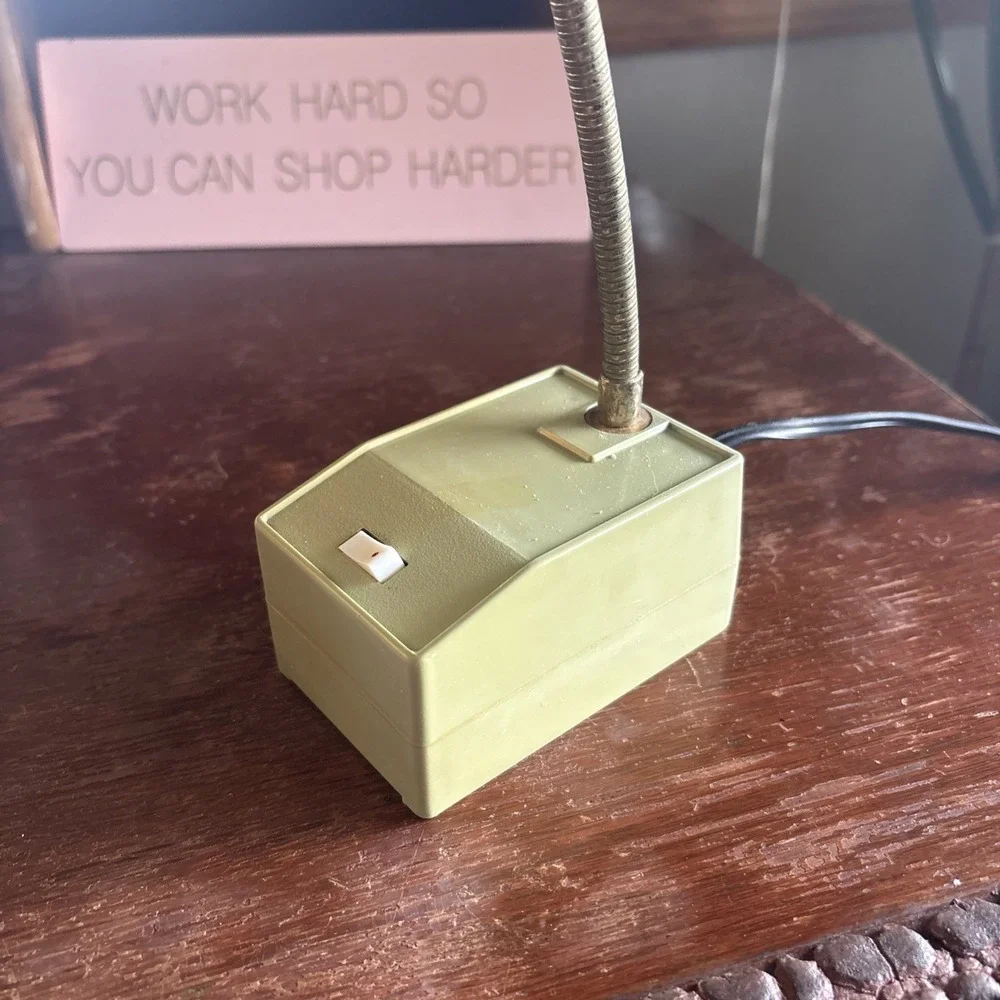 Vtg 1960s Green Metal Desk‎ Lamp Adjustable Flexible Gooseneck Japan MCM